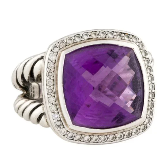 DAVID YURMAN DIAMOND & AMETHYST STERLING SILVER 925 ALBION COCKTAIL RING - Picture 3 of 7